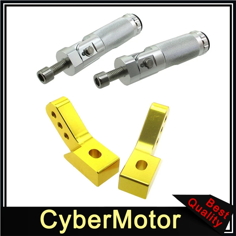 Gold and Silver CNC алюминиевая регулируемая подножка упор для ног расширитель кронштейн для трубопровода для питбайк мотоцикл - Цвет: Gold and Silver