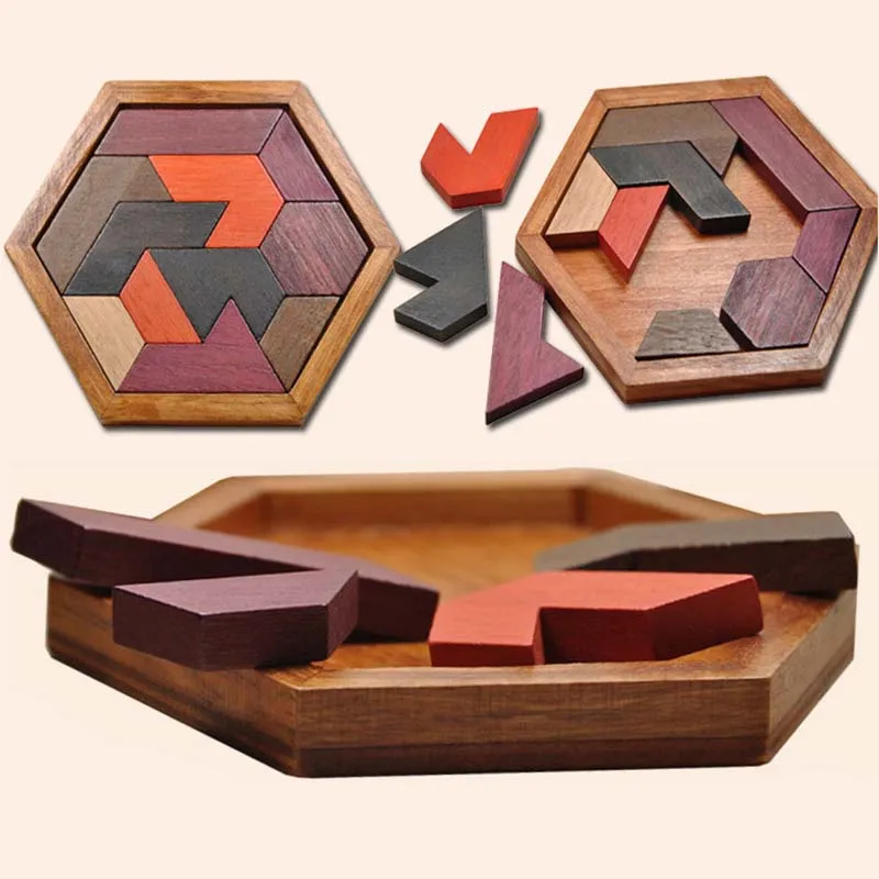 Деревянная игра IQ интеллектуальная головоломка Tangram Детская развивающая игрушка