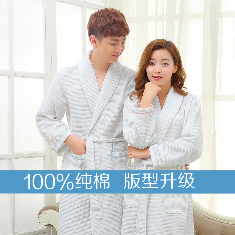 Домашний осенний тонкий пеньюар для влюбленных хлопковый Халат пар банный халат