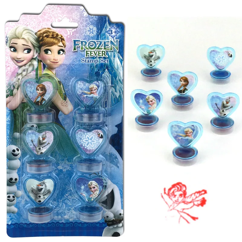 Disney 6PCS Frozen Princess Aisha Spiderman cartoon stamped children's toy seal Drawing tools art supplies toys gift | Игрушки и