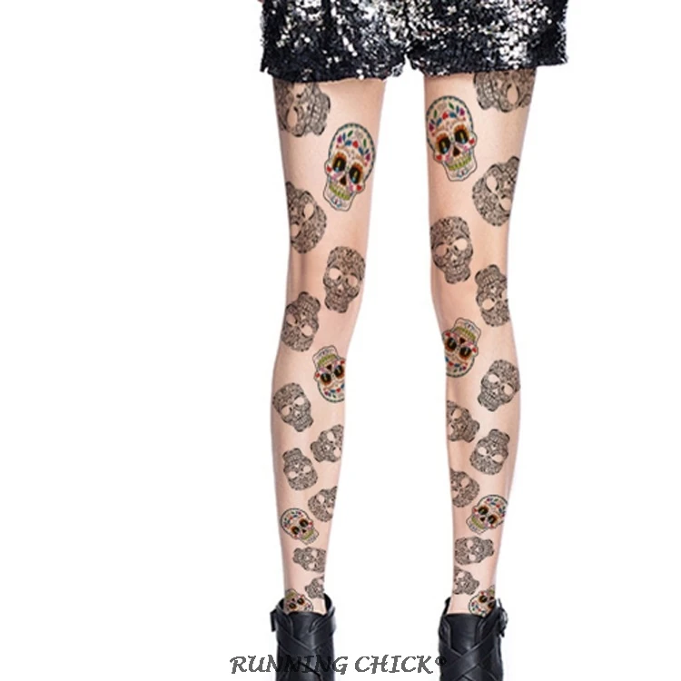 

Color Skull Printing Stockings Women Pantyhose Nylon / Nylon Adult Socks Thin Running Chick Cn(origin) Polyester 69 (%)