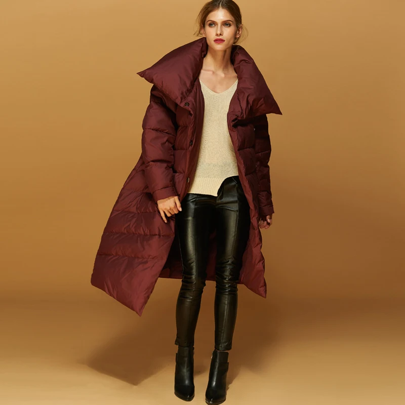 Высококачественные европейские шикарные женские зимние куртки длинные толстые