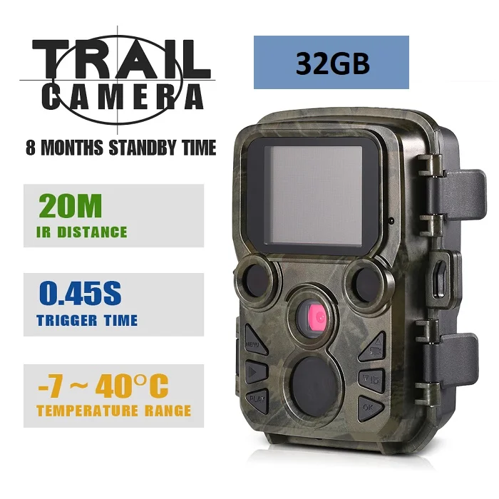 H501 32GB SD Card PDDHKK 2,4 дюймов ЖК-дисплей 1080P 16MP мини-камера для съемки дикой природы фото-ловушки охотничья камера с ИК ночного видения видеосъемка - Цвет: H501 32GB SD Card
