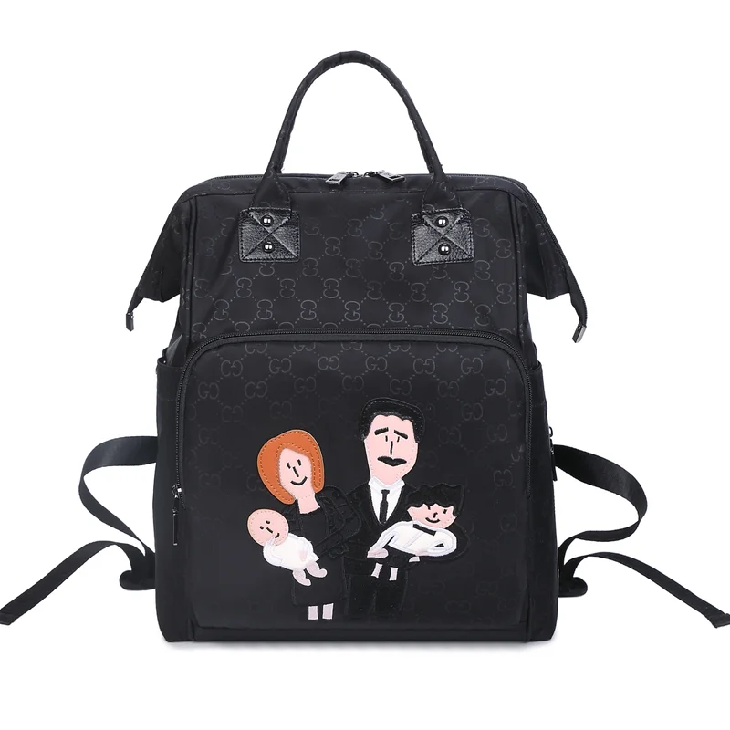 

Polyseter Zipper Design Mummy Maternity Nappy Bag Black Diaper Bag For Baby Stuff Collection Large Capacity Travel Backpack Z773
