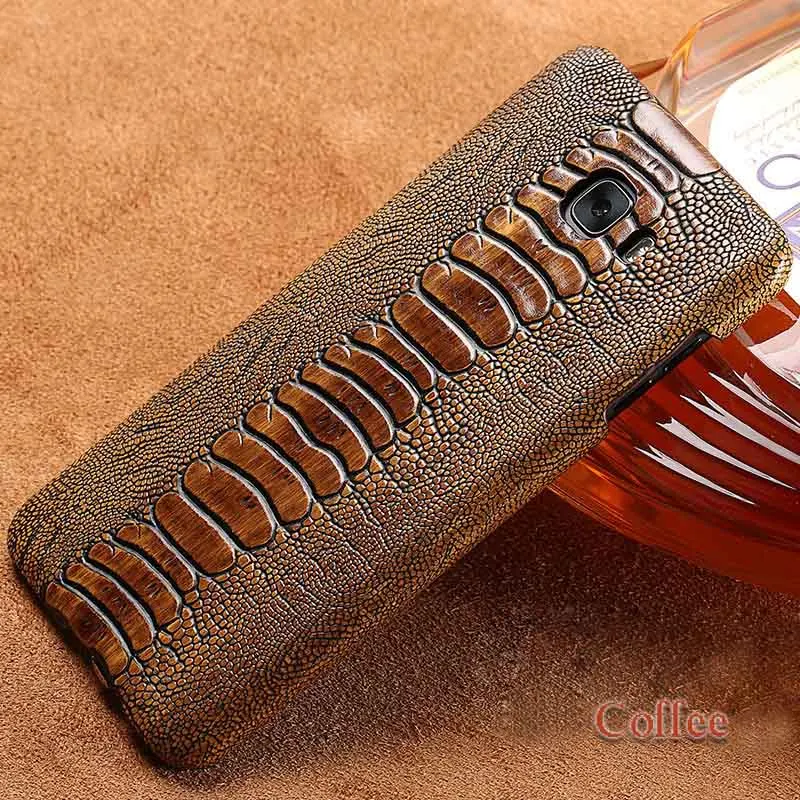 coffee Натуральная кожа чехол для телефона для samsung Galaxy S8 S9 плюс чехол задняя крышка с текстурой Кожи Ящерицы для S7 край A5 A7 J3 J5 J7 чехол s - Цвет: coffee