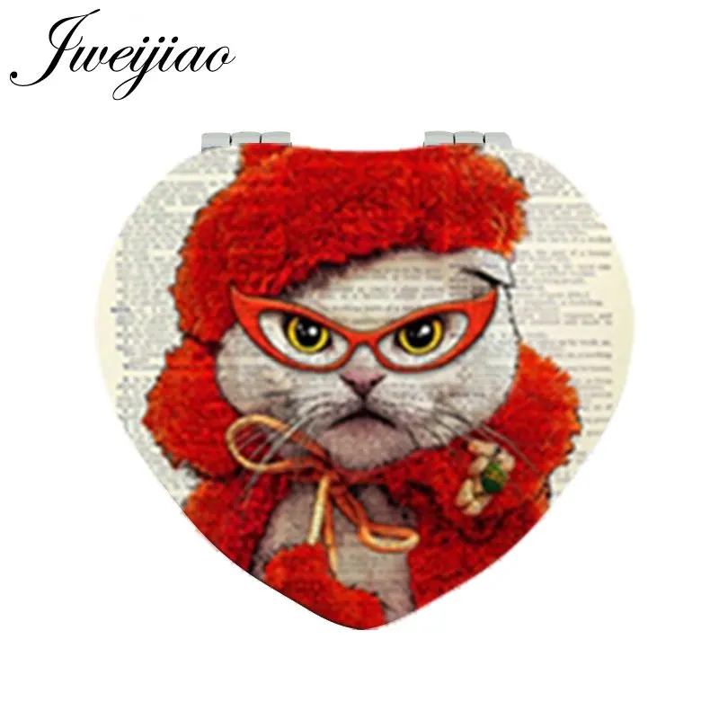 JWEIJIAO винтажные очки кошачье сердце карманное зеркало искусственная кожа мини