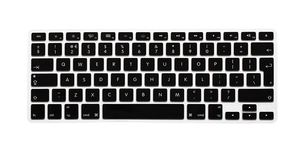 Черный Раскладка английской клавиатуры в ЕС, силиконовый чехол для MacBook Pro 1" 15" 1"(с или с дисплеем retina) и MacBook Air 13" - Цвет: Черный