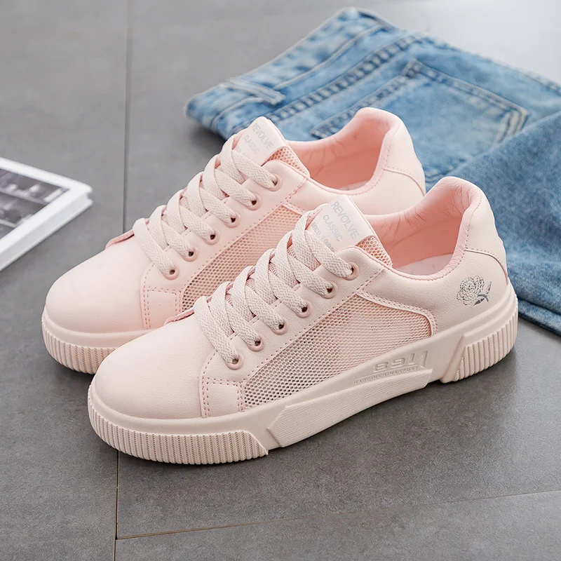 2019 женская обувь белые женские кроссовки с вышивкой Вулканизированная сезон