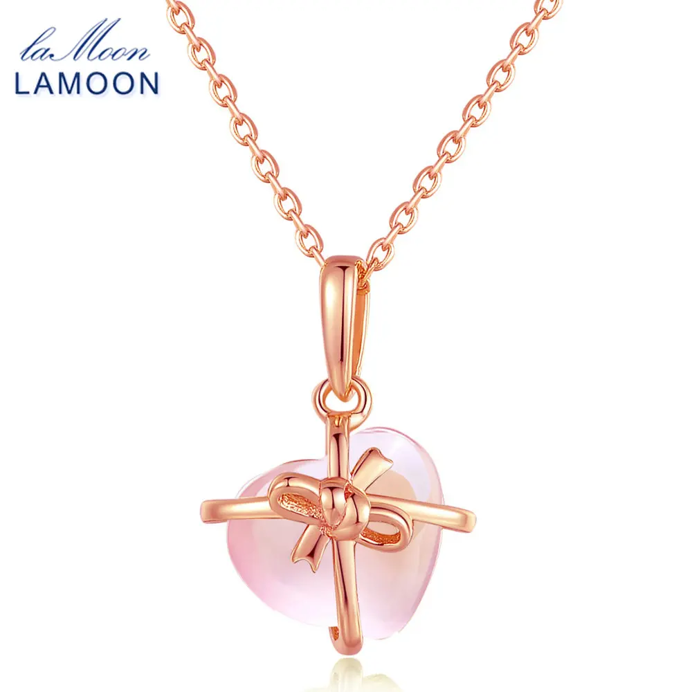 Женская подвеска из серебра 925 пробы с розовым кварцем|necklaces for women|fine jewelrynecklace necklace