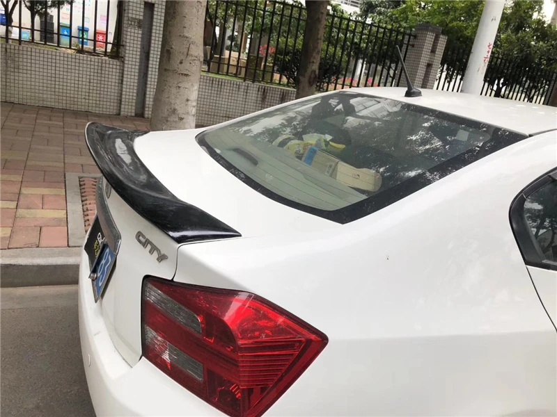 Использовать для старого Honda CITY спойлер 2008 09 10 11 лет Глянцевая углеродное волокно/FRP заднее крыло R стиль спойлер, аксессуары