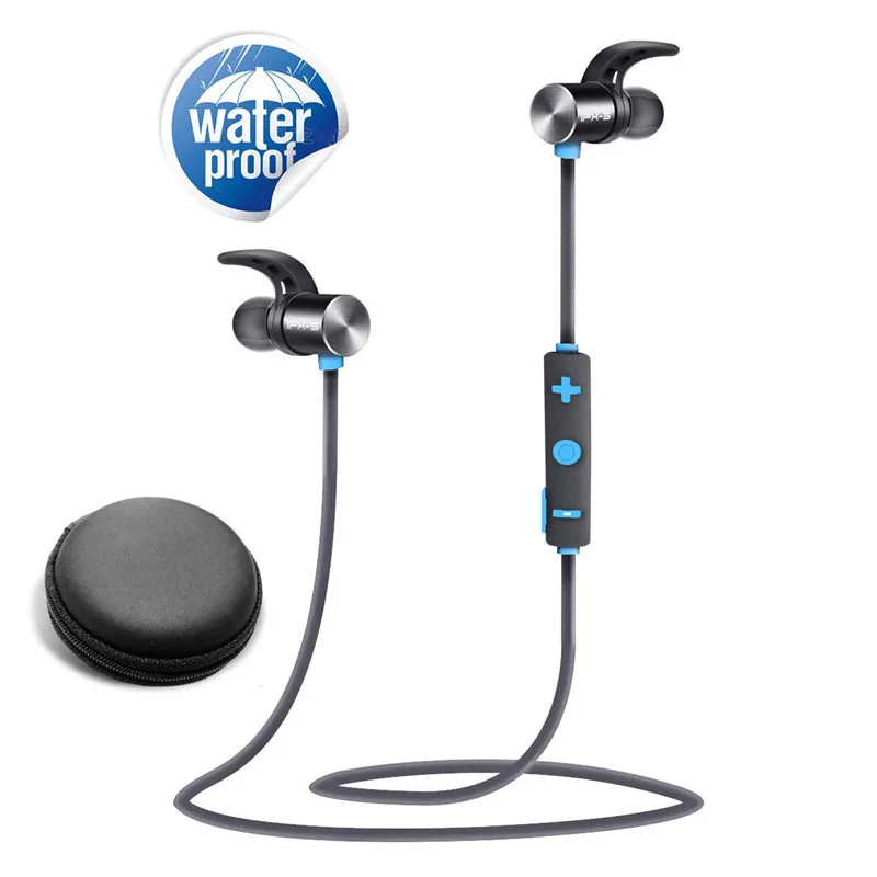 blue Супер бас Bluetooth 4,1 IPX-5 водонепроницаемые спортивные наушники 8 часов работы от батареи с магнитным дизайном шумоподавления - Цвет: blue