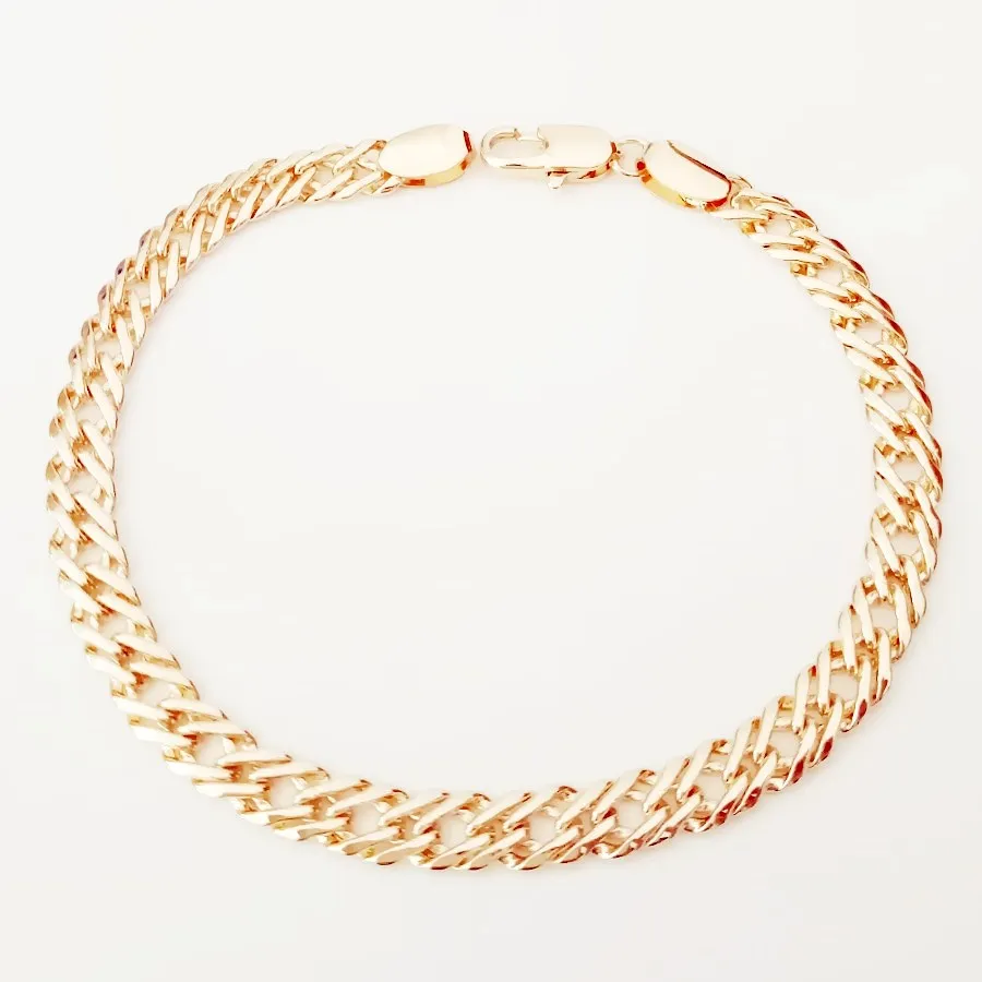 

New Fashion Man Bracelets 585 Gold Color Jewelry 5MM Wide Long Bracelet Designs for Men
