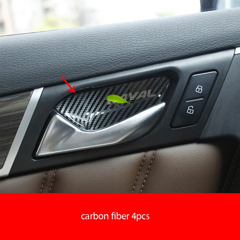 carbon fiber 4pcs Внутри дверная ручка чаши двери внутри ручки оправа из нержавеющей стали поверхности наклейки для Haval H9 - Цвет: carbon fiber 4pcs