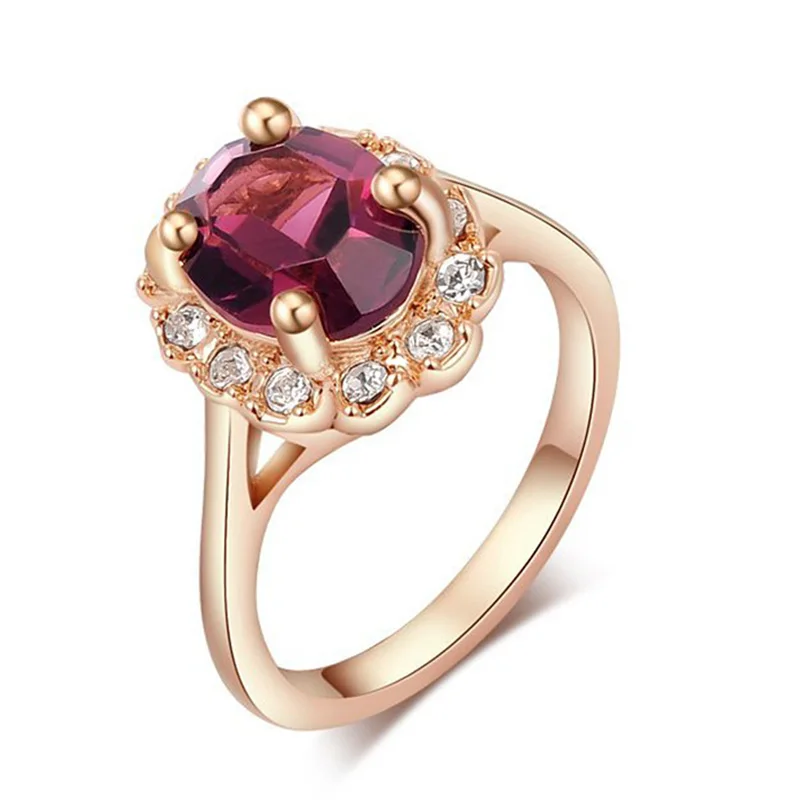 Purple with gold Бренд Mostyle, черные/синие/зеленые/фиолетовые большие кольца с кристаллами для женщин, Золотое кольцо, модное ювелирное изделие, без никеля - Цвет основного камня: Purple with gold