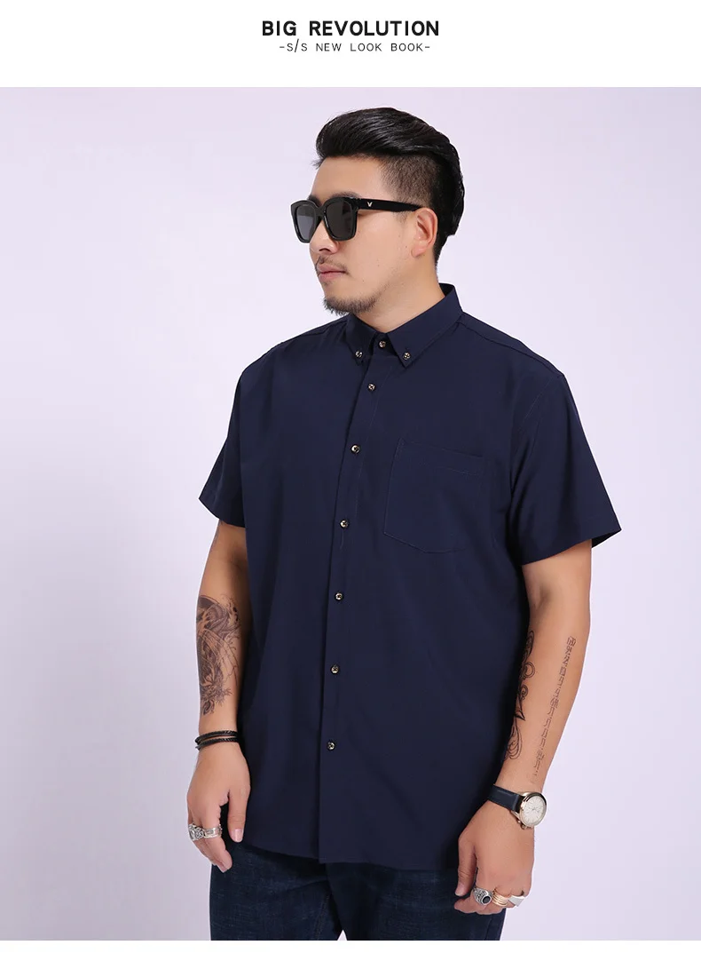 Плюс Размеры 10xl 9xl 8xl 6xl 5xl 4xl Для мужчин рубашка короткий рукав Slim Fit Мужская одежда рубашки мужской одежды социальных Повседневное рубашки для Для мужчин