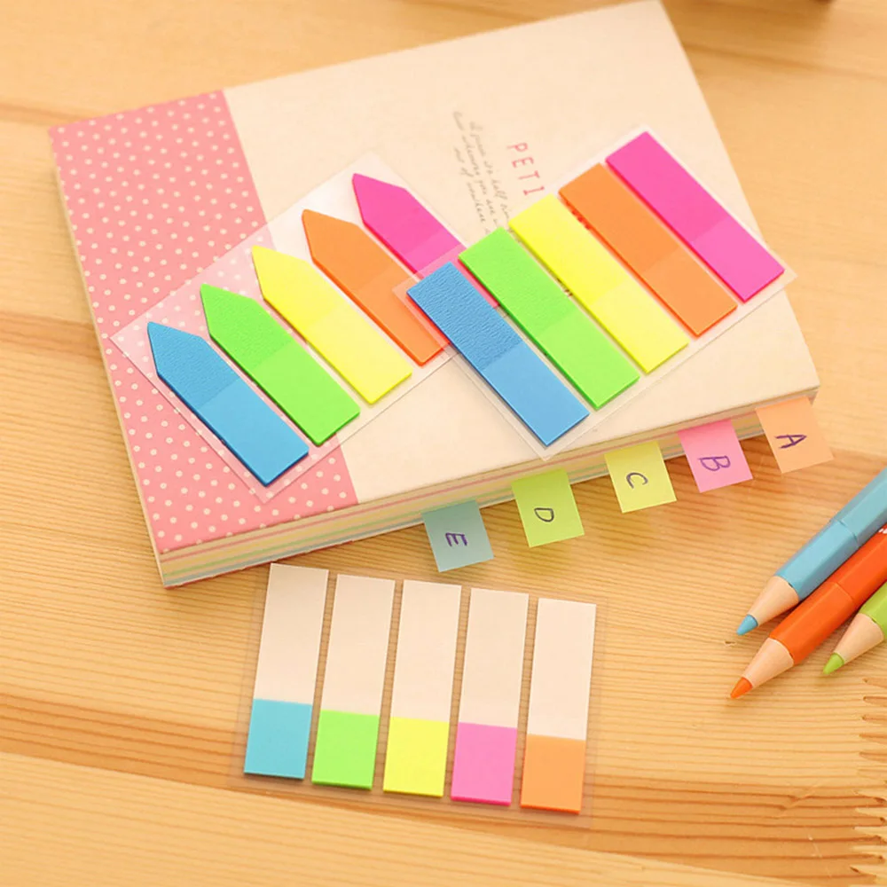 

1 Piece Sticky Post Filofax Memo Pads Office Supplies School Scratch Stationery Rainbow Fluorescence Index Notepad Notes