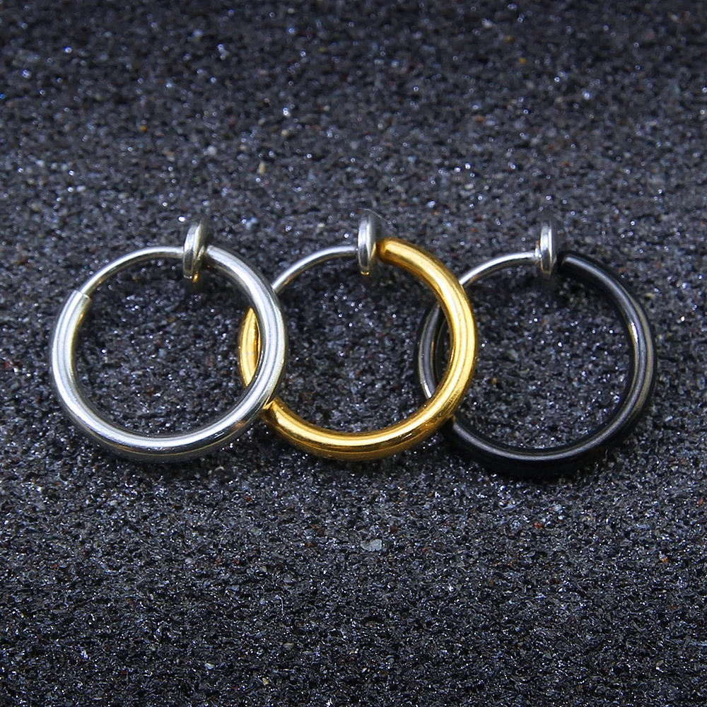Серьги-кольца из нержавеющей стали для имитации пирсинга модные украшения ушей