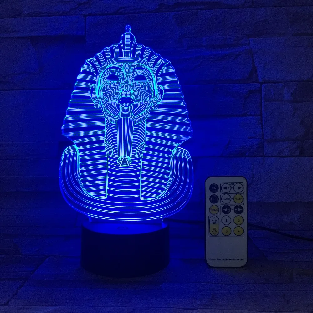 Египетский Сфинкс Фараон 3D лампа светодиодный светодиодная Ночной светильник с
