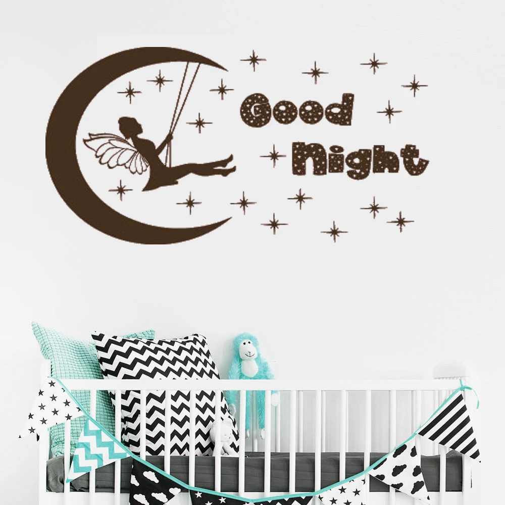 Good Night Moon Star Fairy Swing настенные наклейки для спальни детской комнаты дома виниловые