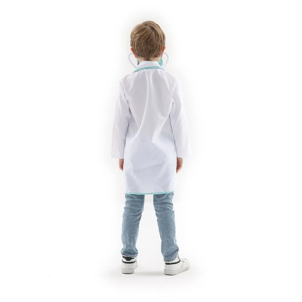 

Kids White Doctor Professional Costume with Toy Accessories Child Role Playing Children's Day or Halloween Gift