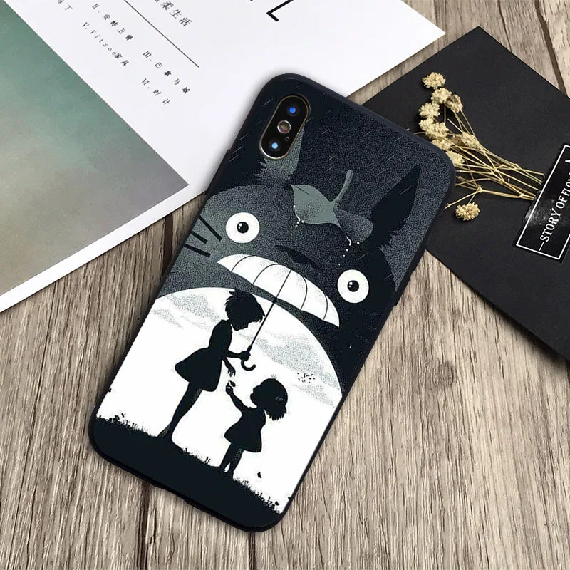 Мой сосед доставляет Тоторо из аниме чехол черный для телефона iPhone 6 6plus 7 8plus 5 5S SE X
