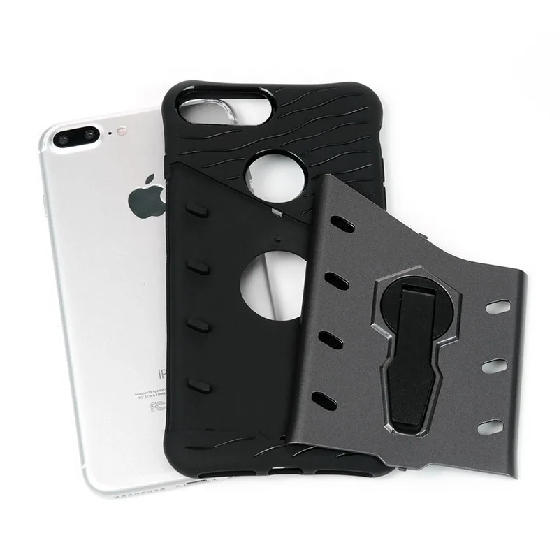 Роскошный чехол для iPhone 7 Plus Kickstand TPU + PC Гибридный резиновый защитный Plus|case for