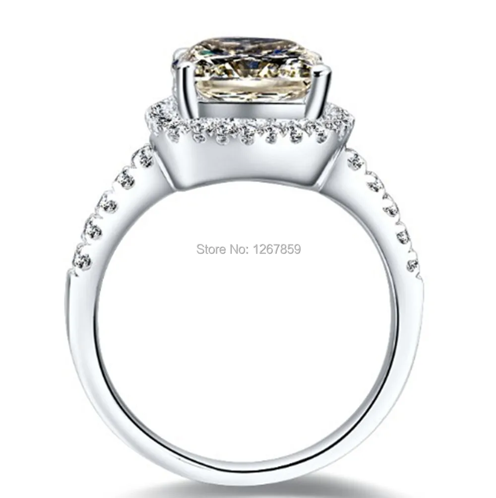 3Ct Awesome Cushion Cut NSCD красивый бриллиант кольца для женщин обручальные из серебра 925