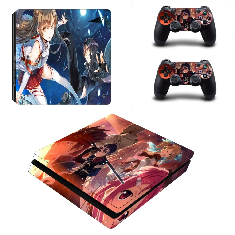 Sword Art Online PS4 тонкая наклейка на кожу для Sony PlayStation 4 Тонкая консоль и 2 контроллера