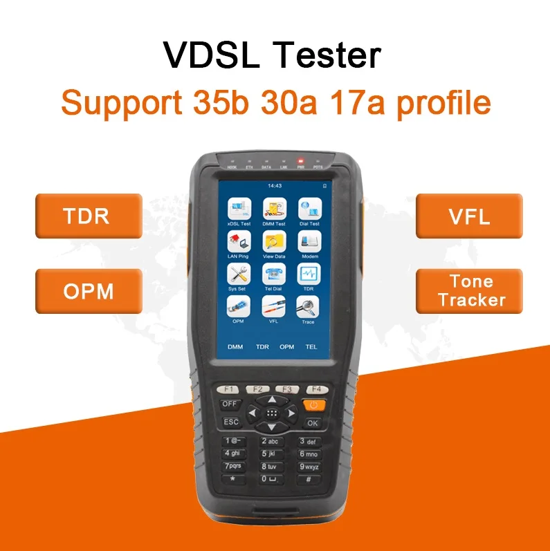 TM600P VDSL VDSL2 тестер поддержка 35b 30a 17a профиль ADSL WAN & LAN с OPM + VFL TDR Tone трекер Полный