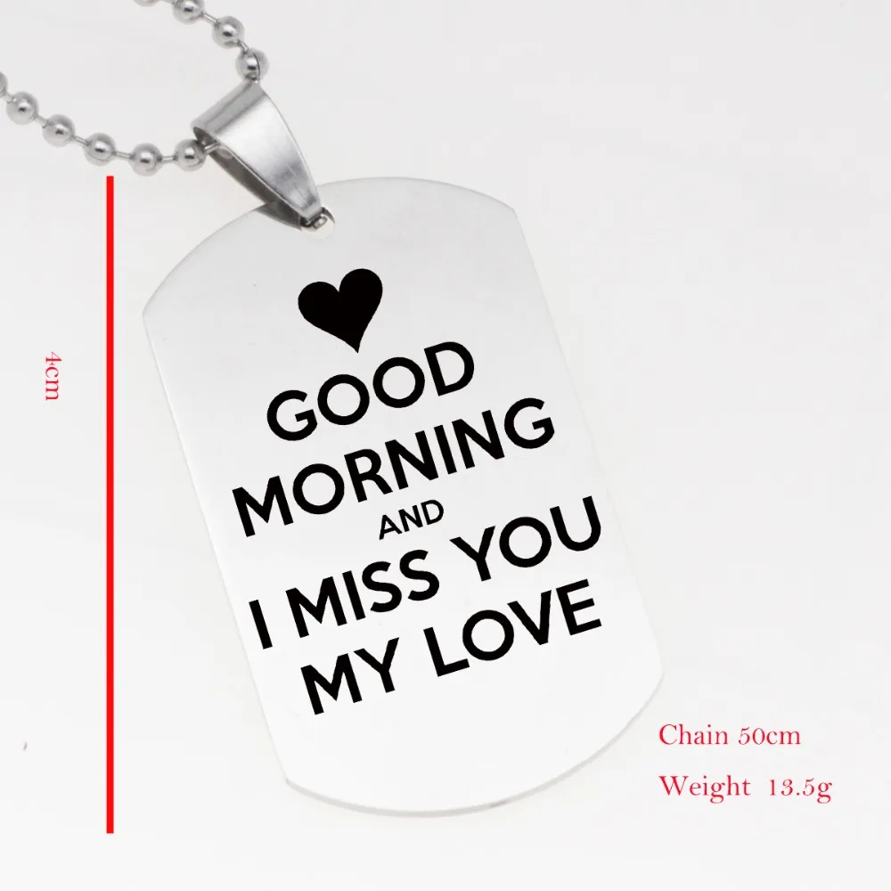 Женское Ожерелье с брелком из нержавеющей стали надписью Good Morning And I Miss You My Love