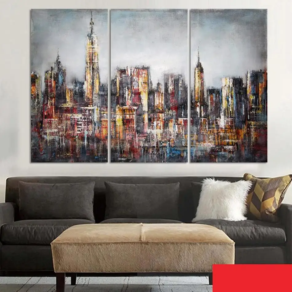 Современный стиль абстрактная картина маслом холст ретро городской пейзаж