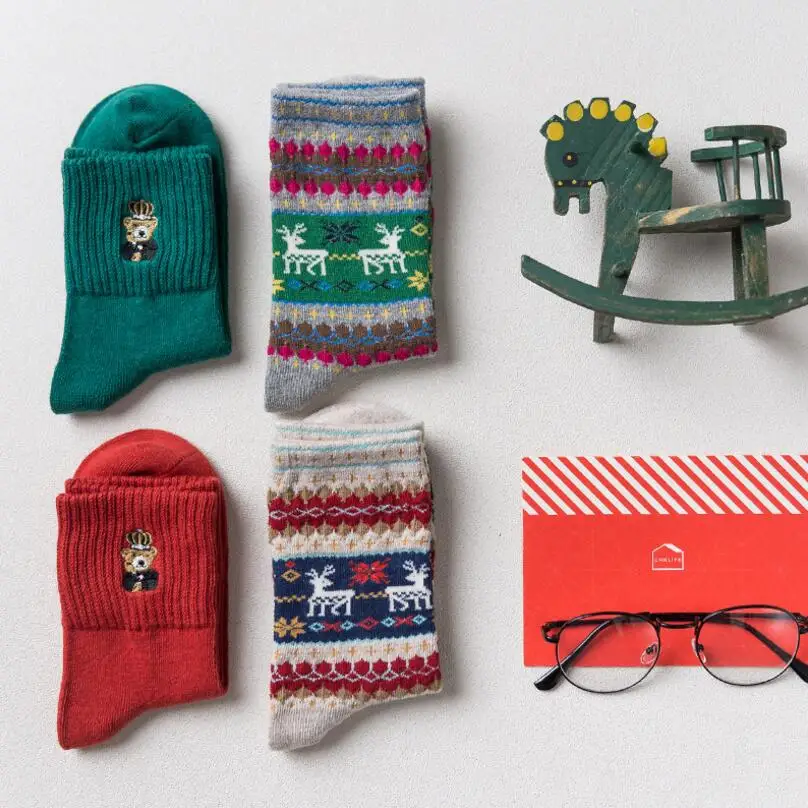 Женские рождественские носки 2 пара/лот качественные хлопковые теплые с принтом