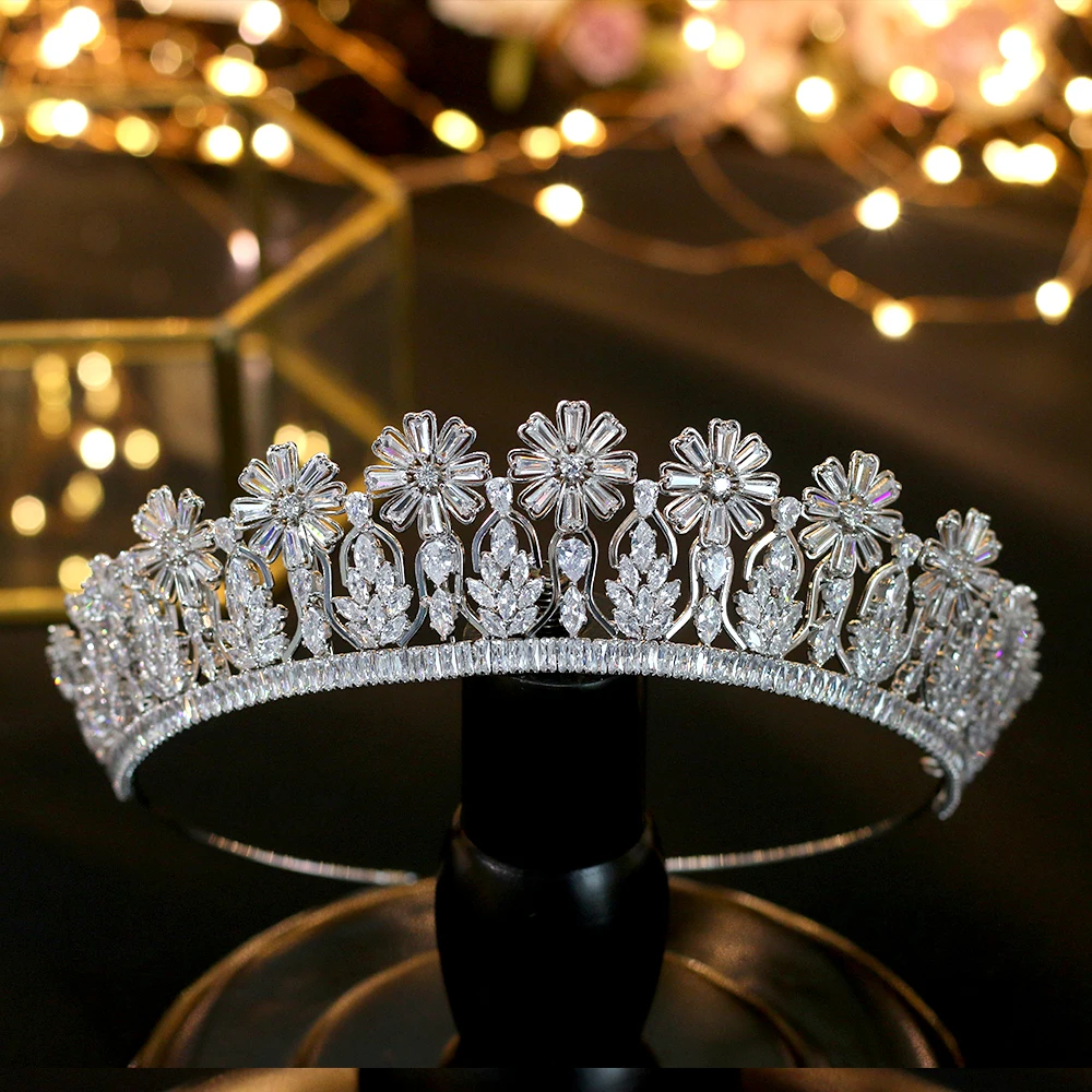 Asnora Luxury Cubic Zirconia Bridal Tiara Crown 2019 Aksesoris Rambut Pernikahan Headband Kecantikan Perhiasan Headwear Crowns | Украшения