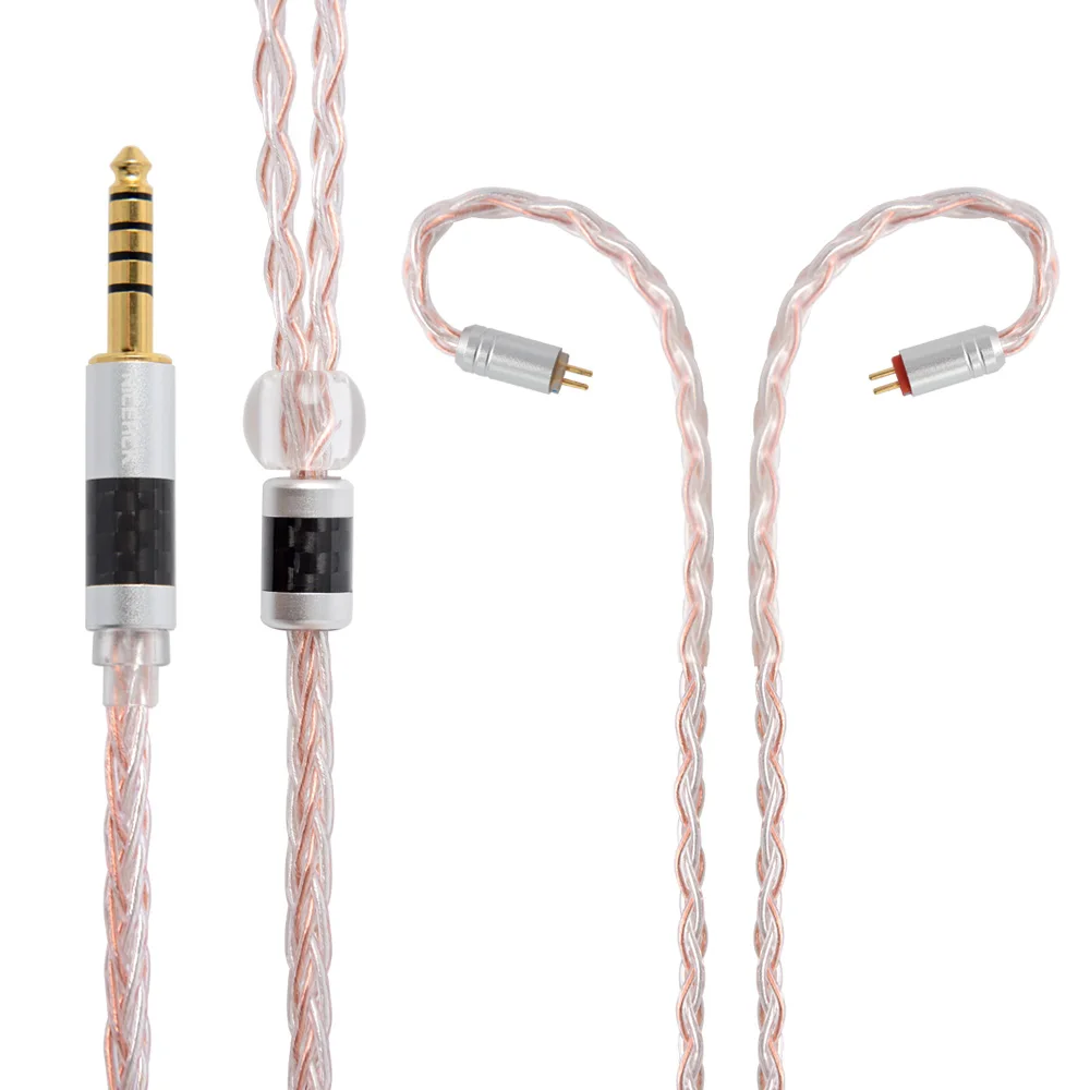 4.4mm plug with 2Pin NICEHCK 8 Core Медный Серебряный смешанный обновленный кабель MMCX/2Pin type C/type-C/3,5/2,5/4,4 мм для KZZSN/ZS10/ZS7 CCAC10 C16 NICEHCK NX7 - Цвет: 4.4mm plug with 2Pin