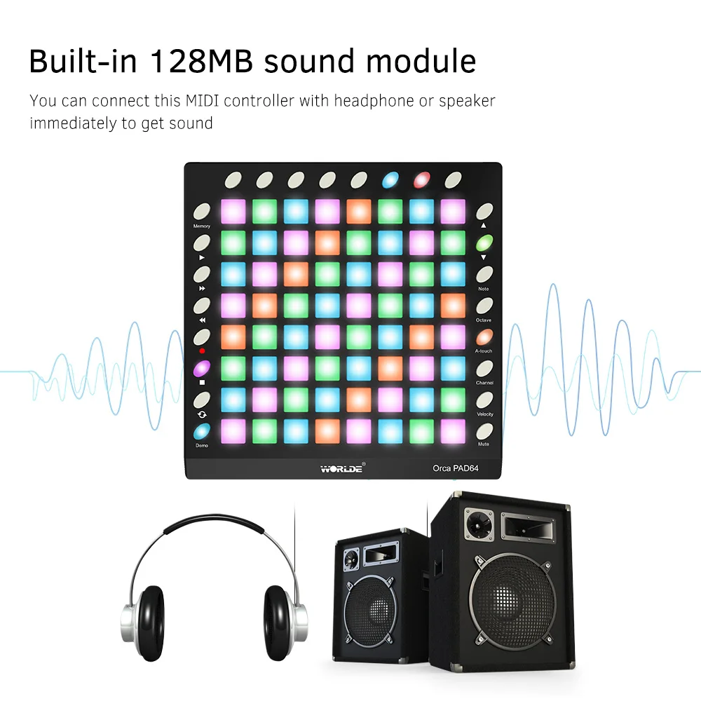 MIDI контроллер клавиатуры WORLDE орка PAD64 барабанная панель ультрапортативная и