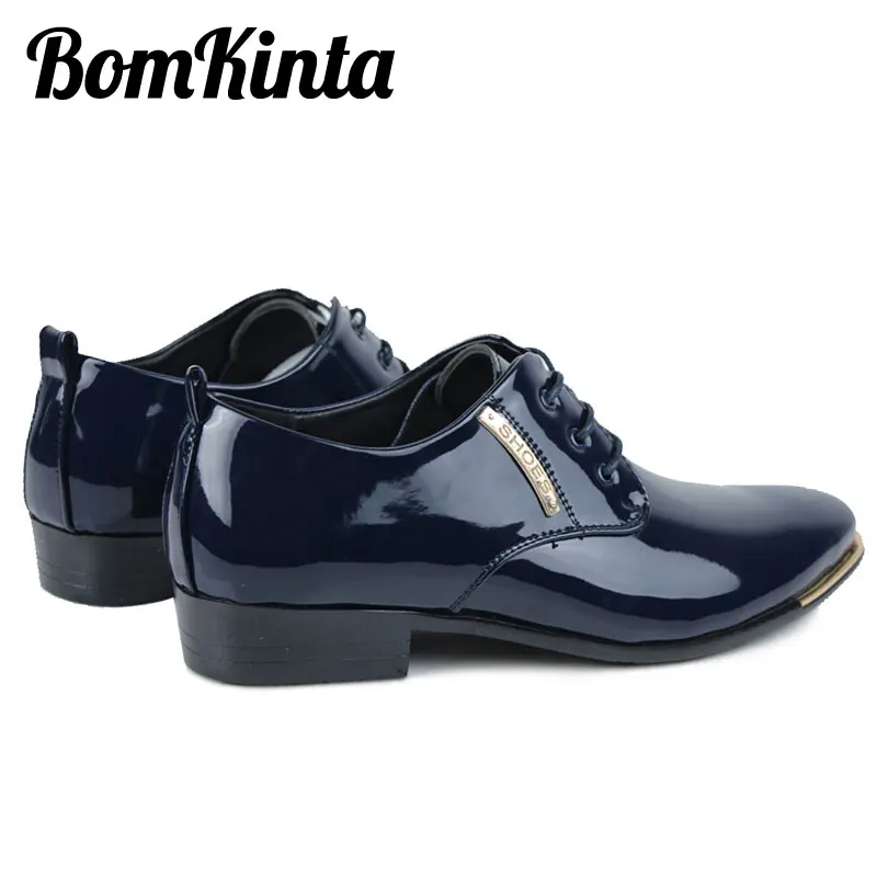 BomKinta Classic Glitter Office Men Dress Shoes Metal Business Lace Up Oxfords For Italian Style Formal | Обувь