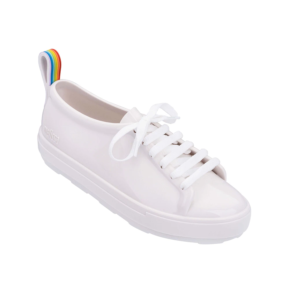 Melissa Be Rainbow/ новые женские сандалии на плоской подошве, брендовая обувь melissa для женщин, прозрачные сандалии, женская прозрачная обувь с шнурками - Цвет: White