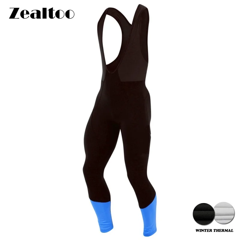 Зимние теплые флисовые синие велосипедные длинные штаны Zealtoo 9D гелевые