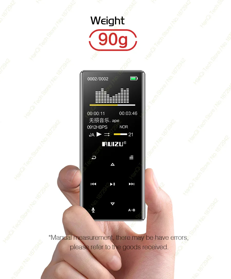 Ruidu D29 Bluetooth MP3-плеер портативный аудио 8 Гб музыкальный плеер со встроенным динамиком Поддержка FM, запись, электронная книга, часы, шагомер