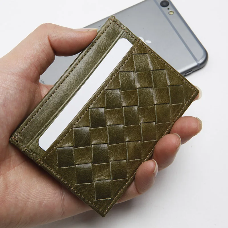 Мужские тканые держатели для карт из натуральной кожи ручной работы | Багаж и