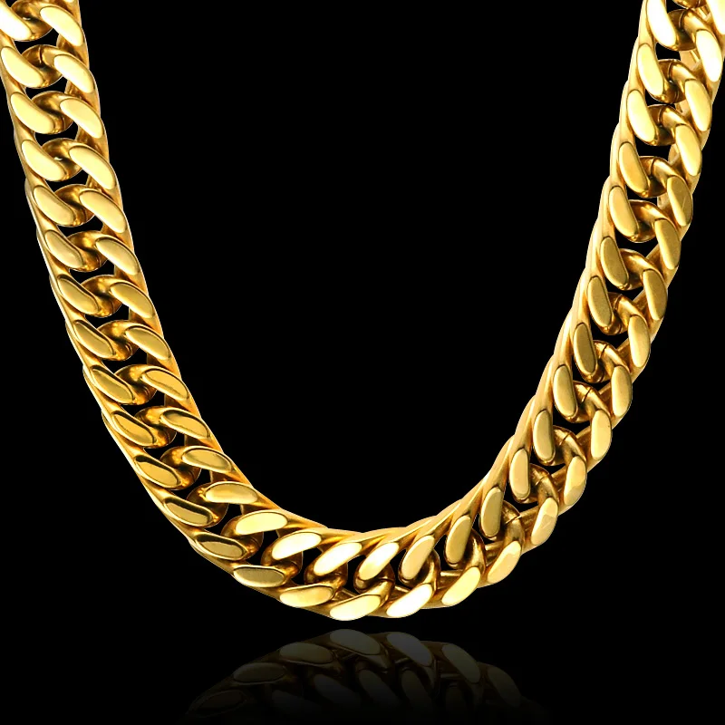 Хип хоп 24 дюймов IP Gold Filled тяжелый Титан Нержавеющая сталь двойной бордюр