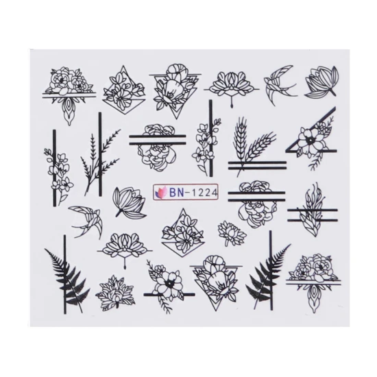 1pcs Nail Stickers Black Line Sexy Girl Slider Writing Letter Tattoo Nail Art Water Transfer Decals Manicure Decor TRBN1237-1248 - Цвет: BN-1224