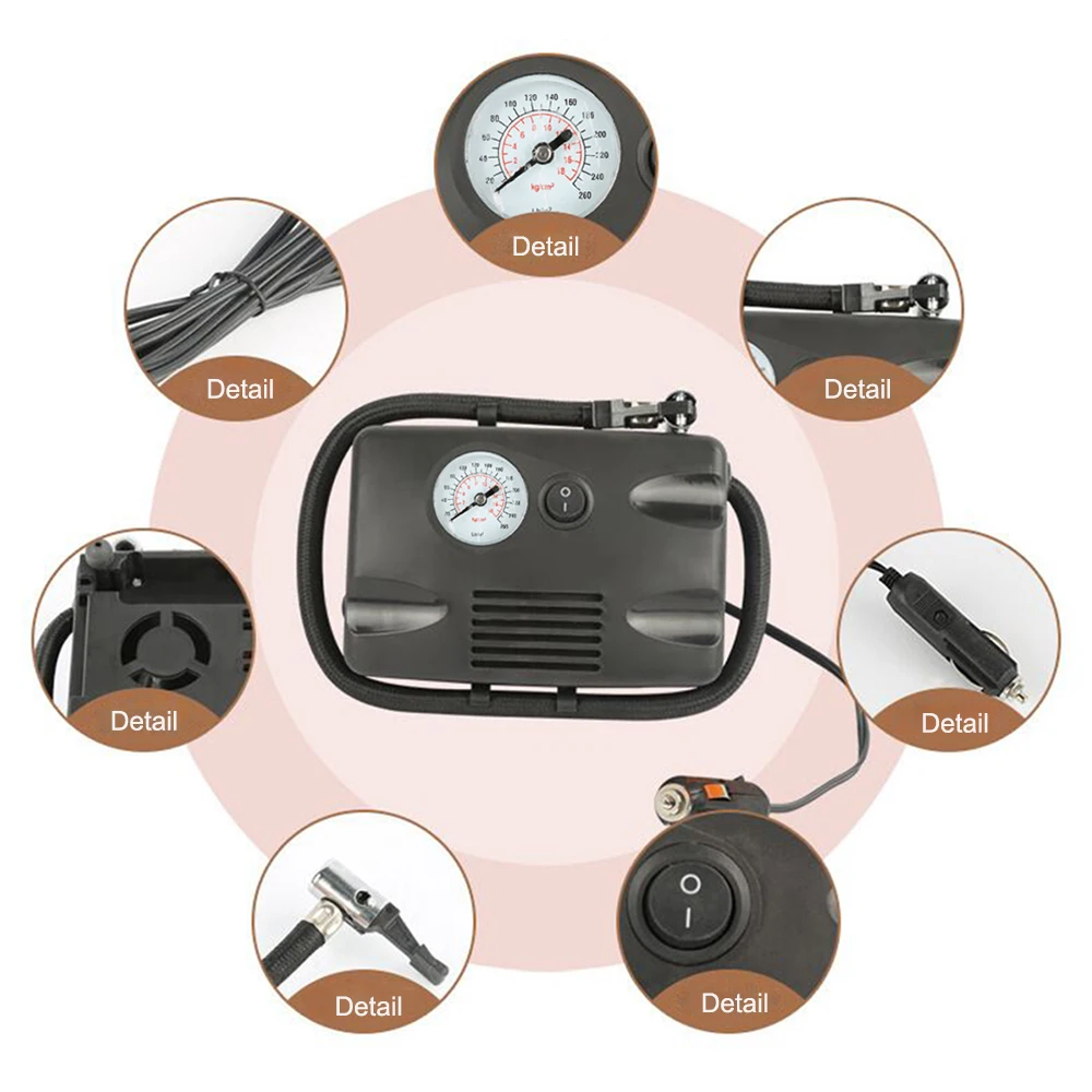 KKMOON DC 12V портативный воздушный компрессор 260PSI насос для шин для автомобиля, велосипеда, мотоцикла