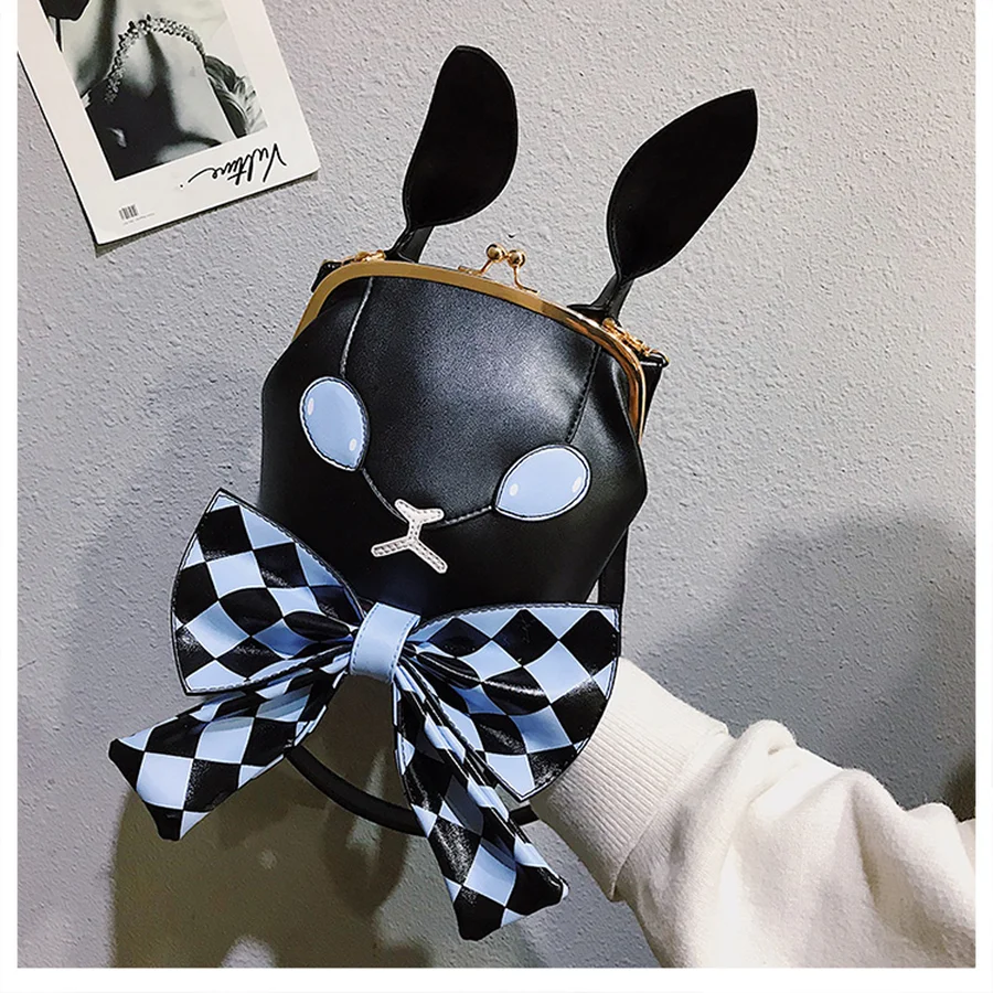 Harajuku Кролик Банни Монстр плед лук Crossbody сумки Для женщин из искусственной кожи