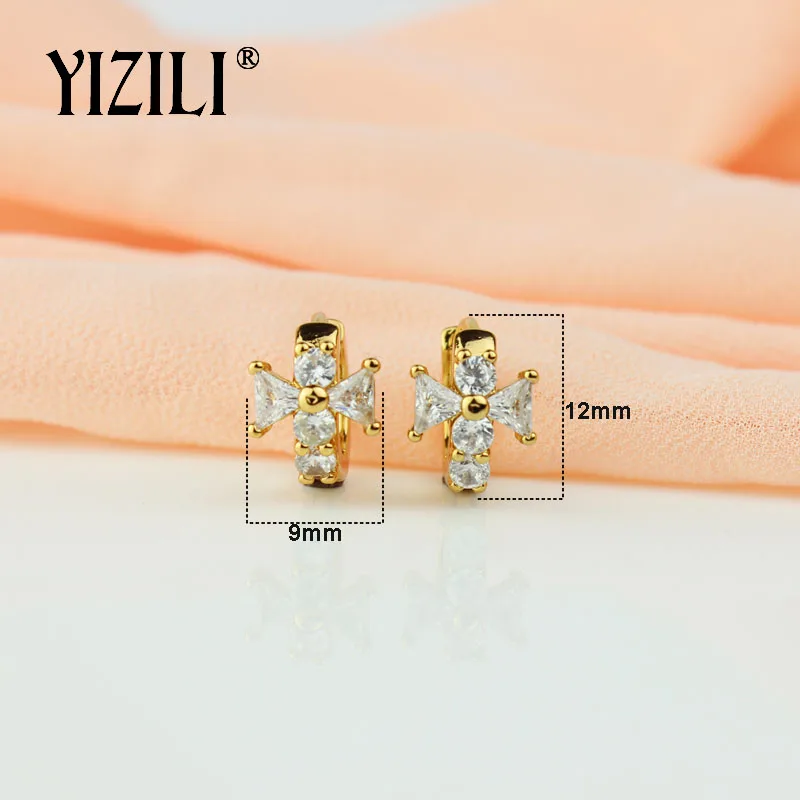 YIZILI,, стильные серьги в форме цветка, золотой цвет, натуральный циркон, серьги для женщин, вечерние, подарок, ювелирное изделие A038