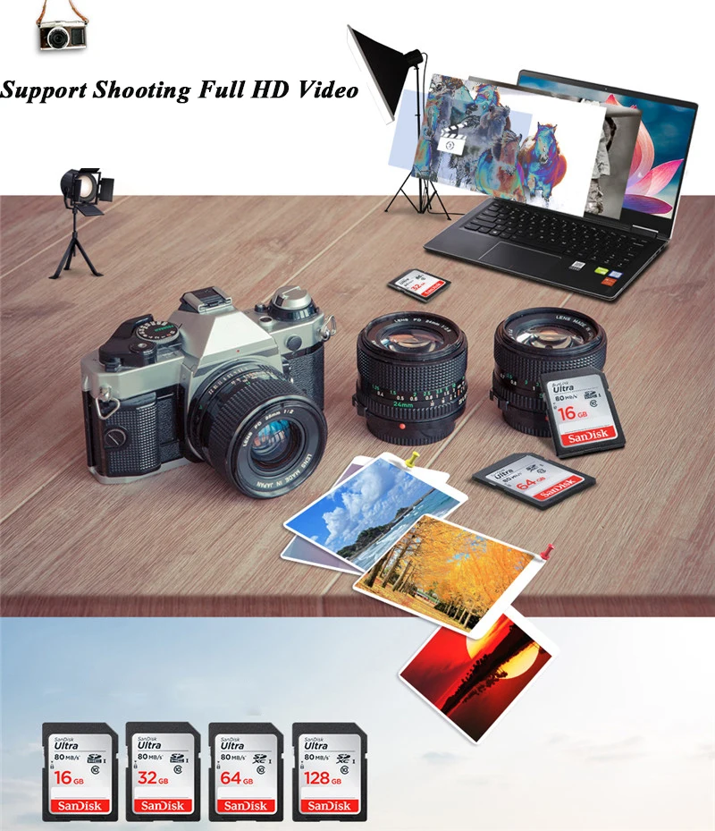 Двойной Флеш-накопитель SanDisk 64 Гб ультра SD карты 128 ГБ SDHC/SDXC карты UHS-I 32GB флэш-карта памяти 16GB Class10 Камера SD для Full HD Запись 80 МБ/с