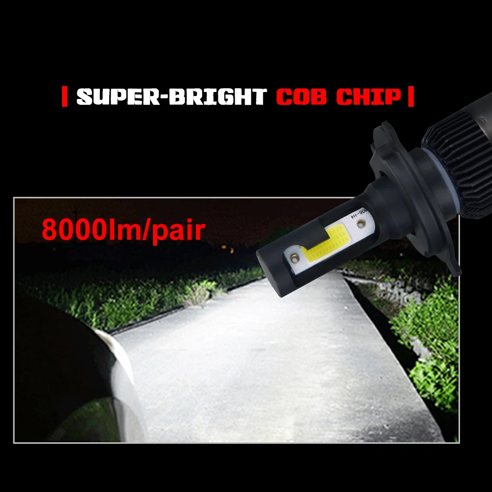 ATcomm светодиодная мини лампа для автомобиля 2 шт. Turbo Ice H7 H4 4300K H1 9005/HB3 9006/HB4 12 В 24 8000Lm