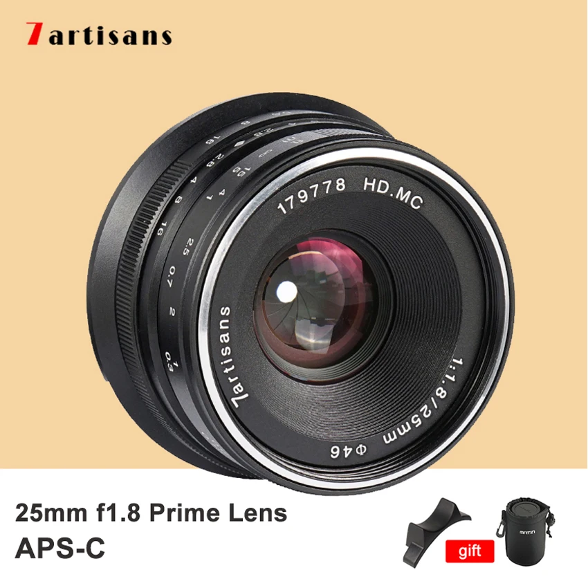 

7artisans 25mm f1.8 Portrait Prime Lens APS-C Manual Focus for Canon FUJI Sony E mount Olympus Panasonic M4/3 Mount A7 A7R III