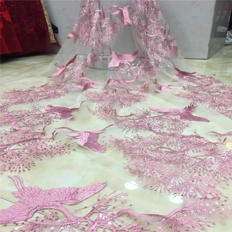 Madison wine tulle lace fabric 2019 nigerian french net with sequins mesh embroidery high quality 5yard/lot | Дом и сад