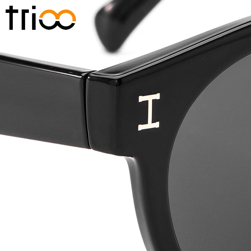 TRIOO маленький черный круглый Для женщин солнцезащитные очки в стиле ретро